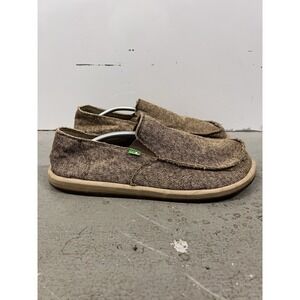 Sanuk Vagabond Sidewalk Surfer Slip On Shoes Mens Size 12 Brown Canvas Moccasin